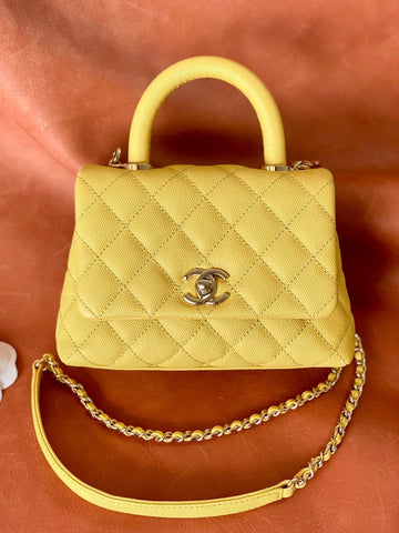 CHLMini Top Qualityap Bag Top Handle Yellow For Women 7.5in/19cm