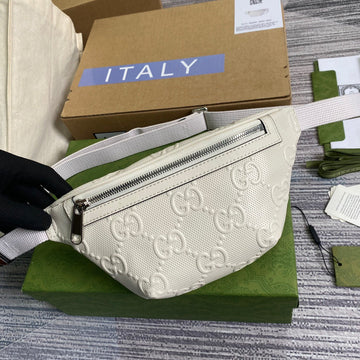 gg Embossed Belt Bag White gg Embossed For MenÂ  9.1in/23cm gg 658582 1W3CN 9022