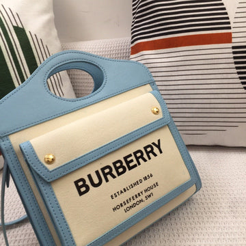 Top Quality Mini Two-tone Canvas And Pocket Bag Blue For Women, Bags 10.4in/26.5cm 80434931