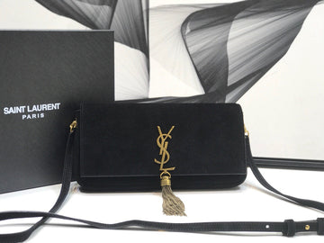 Top Quality Kate Tassel Small Shoulder Bag Black For Women 10.2in/26cm YSL 6042760UD7W1011
