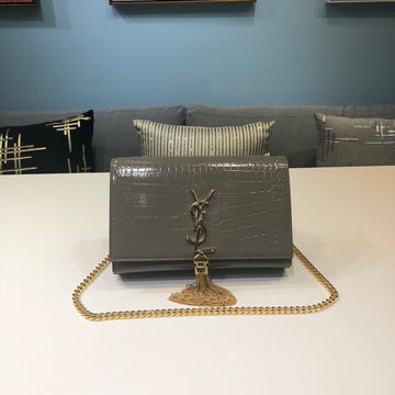 YSSL Kate Small Chain Bag With Tassel In Embossed Green For Women 7.8in/20cm YSLÂ 
