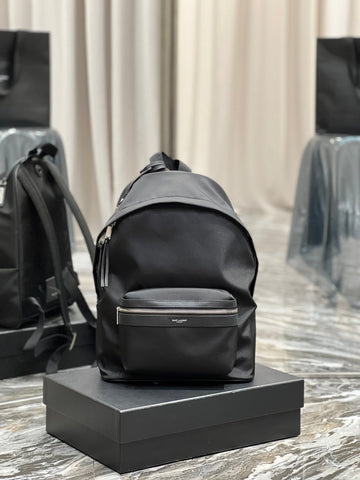Top Quality City Backpack In Canvas Unisex For Women 13.8in/35cm Black YSL