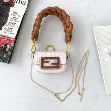 Top QualityTop Quality Nano Baguette Maxi Handle Pink and Brown Bag For Woman 6.5cm/2.5in
