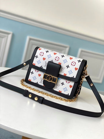 Top Quality Dauphine MM Game On Monogram Canvas White For Women,  Shoulder Bags 9.8in/25cm Top Quality M57463