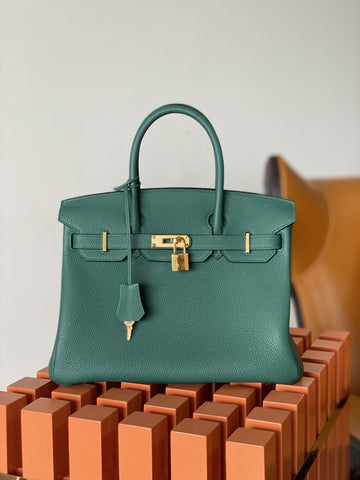 Top Quality Birkin Nata Swift Dark Green For Women Gold Toned Hardware 11.8in/30cm