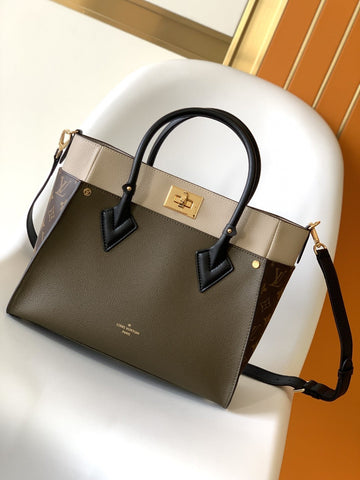 Top Quality On My Side MM Tote Bag Monogram Canvas Laurier Green For Women,  Shoulder Bags 12in/31cm Top Quality M55302
