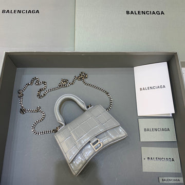 Top Quality Hourglass Mini Handbag With Chain In Grey, For Women,  Bags 4.7in/12cm