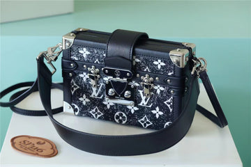 Top Quality Petite Malle Monogram Jacquard Denim Navy Blue For Women,  Shoulder And Crossbody Bags 7.9in/20cm Top QualityÂ 