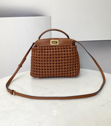 FI Top Quality Mini Brown Braided Bag For Woman 18cm/7in