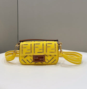 Top QualityTop Quality Baguette Yellow with Embroidery Small Bag For Woman 21cm/8in