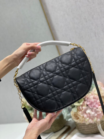 Top Quality MeTop Qualityum Vibe Hobo Bag Black Cannage, Black Handbags, Crossbody Bags, 30cm CD M7201ONOA_M911