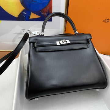Top Quality Kelly 25 Swift Black Bag For Women, Handbags, Shoulder Bags 10in/25cm
