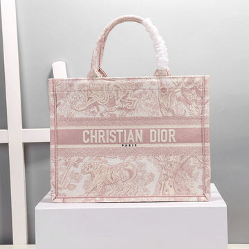 Top Quality MeTop Qualityum Book Tote Bag By Maria Grazia Chiuri Pink For Women 14in/36cm CD M1296ZTDT_M912