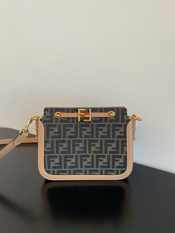 Top QualityTop Quality Touch Brown FF Fabric Bag For Woman 19cm/7.5in 8BT349AGY6F1FSM