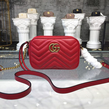 gg Marmont MatelassÃ© Mini Bag Hibiscus Red MatelassÃ© Chevron For Women 7in/18cm gg