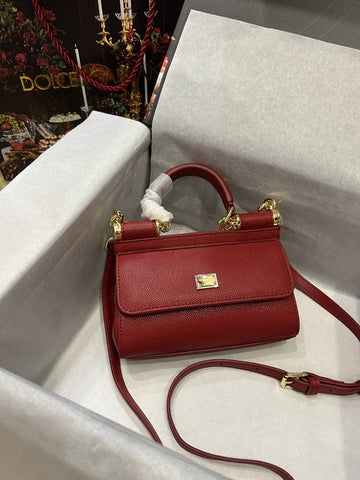 Top Quality Small Sicily Bag In Dauphine Red For Women 7.5in/19cm Top Quality