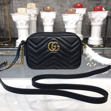 gg Marmont MatelassÃ© Mini Bag Black MatelassÃ© Chevron For Women 7in/18cm gg 448065 DTD1T 1000