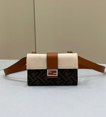 Top QualityTop Quality Baguette Pouch Brown fabric Beige Pouch For Woman 16cm/6in