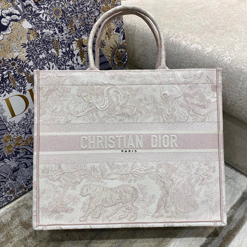 Top Quality Large Book Tote Pink Toile de Jouy Embroidery, Light Pink, For Women WomenÂs Handbags, 42cm CD M1286ZTDT_M956