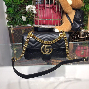 gg Marmont MatelassÃ© Mini Bag Black MatelassÃ© Chevron For Women 8.5in/22cm gg â446744 DTDIT 1000