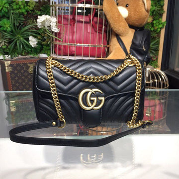 gg Marmont Small MatelassÃ© Shoulder Bag Black For Women 10in/25cm 443497 DTDIT 1000
