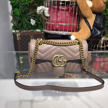 gg Marmont MatelassÃ© Mini Bag Beige MatelassÃ© Chevron For Women 8.5in/22cm gg 446744