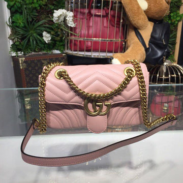 gg Marmont MatelassÃ© Mini Bag Dusty Pink MatelassÃ© Chevron For Women 8.5in/22cm gg 446744