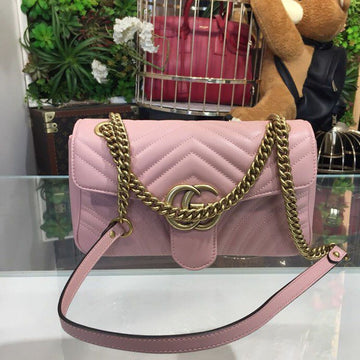 gg Marmont Small MatelassÃ© Shoulder Bag Dusty Pink MatelassÃ© Chevron For Women 10in/26cm gg 443497 DTDIT 5729