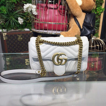 gg Marmont MatelassÃ© Mini Bag White MatelassÃ© Chevron For Women 8.5in/22cm gg 446744 DTDIT 9022