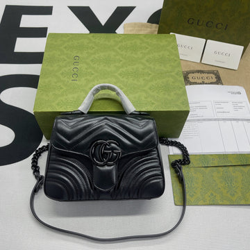 gg Marmont Mini Top Handle Bag Black For Women, Women’s Bags 8.3in/21cm gg â