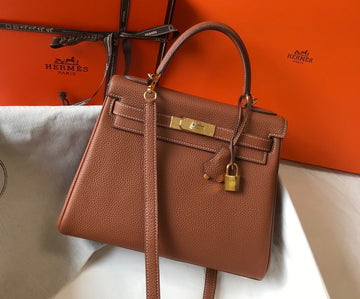 Top Quality Kelly 28 Retourne Togo Brown Bag For Women, Handbags, Shoulder Bags 11in/28cm