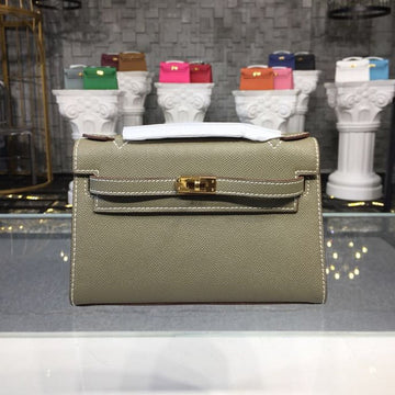 Top Quality Mini Kelly KP Pochette Etoupe For Women Gold Toned Hardware 8.7in/22cm