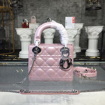 Top Quality Mini Lady Cannage Quilted Bag with Chain SiTop Qualityer Hardware Pink For Women 6.5in/17cm CD