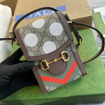 gg Horsebit 1955 Mini Bag Beige And Ebony gg Supreme Canvas With Geometric Print For WomenÂ  6.7in/17cm gg Â â625615 UQHFG 8679