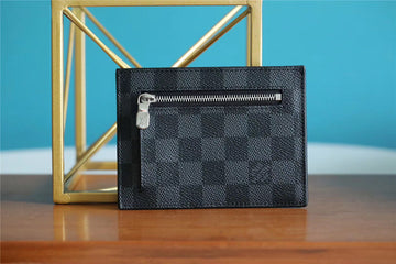 Top Quality ID Card Holder Damier Graphite Canvas Black For Men, Wallet 13cm Top Quality N60378