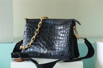 Top Quality Coussin PM High Shiny Alligator Black For Women,  Shoulder And Crossbody Bags 10.2n/26cm Top QualityÂ 