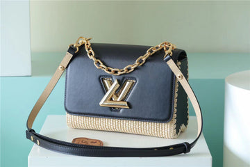 Top Quality Twist MM Raffia Black For Women,  Shoulder And Crossbody Bags 9.1in/23cm Top QualityÂ 