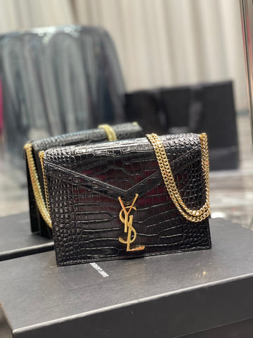YSSL Cassandra Medium Chain Bag Black For Women 8in/22cm YSL