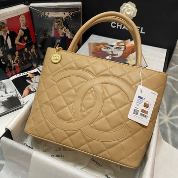 CHLMedallion Tote Gold Hardware Caviar Yellow For Women, Women’s Handbags, Shoulder Bags 15in/32cm