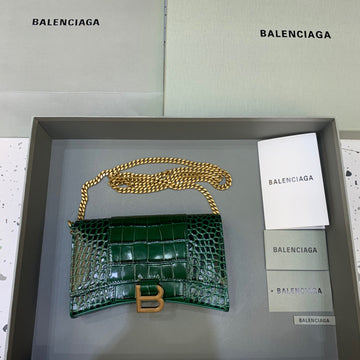 Top Quality Hourglass Wallet On Chain in Dark Green, For Women,  Bags 7.6in/19cm 6560501LRGM3011