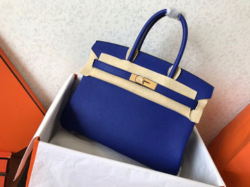 Top Quality Birkin Electric Blue 7T For Women Gold Toned Hardware 11.8in/30cm