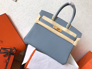 Top Quality Birkin Electric Blue Lin J7 For Women Gold Toned Hardware 11.8in/30cm