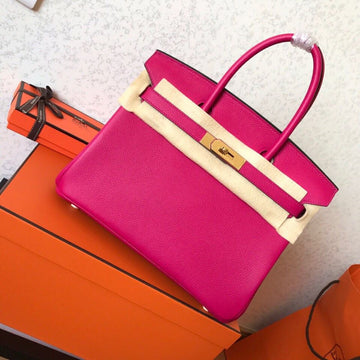 Top Quality Birkin Electric Rose Purple L3 For Women Gold Toned Hardware 11.8in/30cm