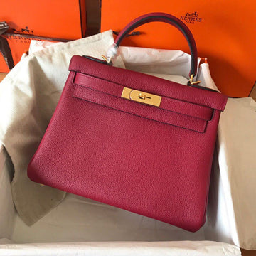 Top Quality Birkin Electric Rouge Grenat K1 For Women Gold Toned Hardware 11.8in/30cm