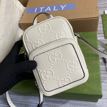 gg Embossed Mini Bag White gg Embossed For Men 6.7in/17cm ggÂ 