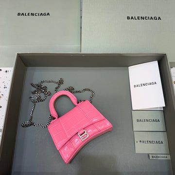 Top Quality Hourglass Mini Handbag With Chain In Pink, For Women,  Bags 4.7in/12cm