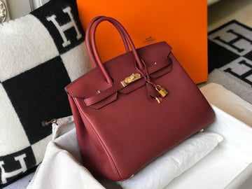 Top Quality Birkin Garnet Red Clemence With Gold Hardware Bag For Women, Handbags, Shoulder Bags 30cm/12in