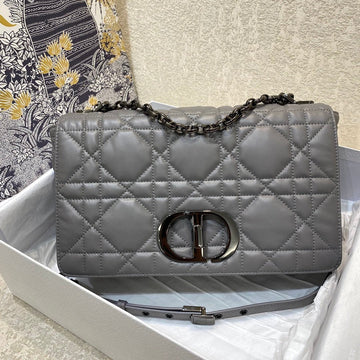 Top Quality Large Caro Bag Grey Padded Macrocannage, Dark Grey, For Women WomenÂs Handbags, Crossbody Bags, 28cm CD