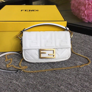 Top QualityTop Quality Baguette Nappa White For Women, Women’s Handbags, Shoulder And Crossbody Bags 7in/19cm FF 8BS017A72VF15AO