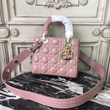 Top Quality MeTop Qualityum Lady Bag Gold Toned Hardware Dusty Pink For Women 20cm/8in CD